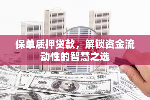 武陵源保单质押贷款，解锁资金流动性的智慧之选