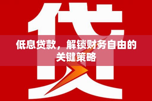 武陵源低息贷款，解锁财务自由的关键策略