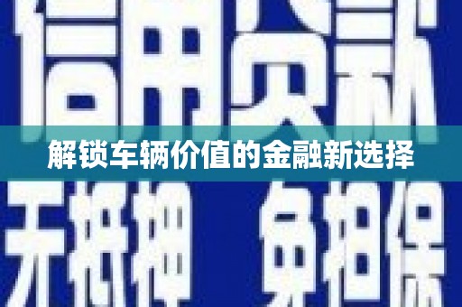 武陵源解锁车辆价值的金融新选择